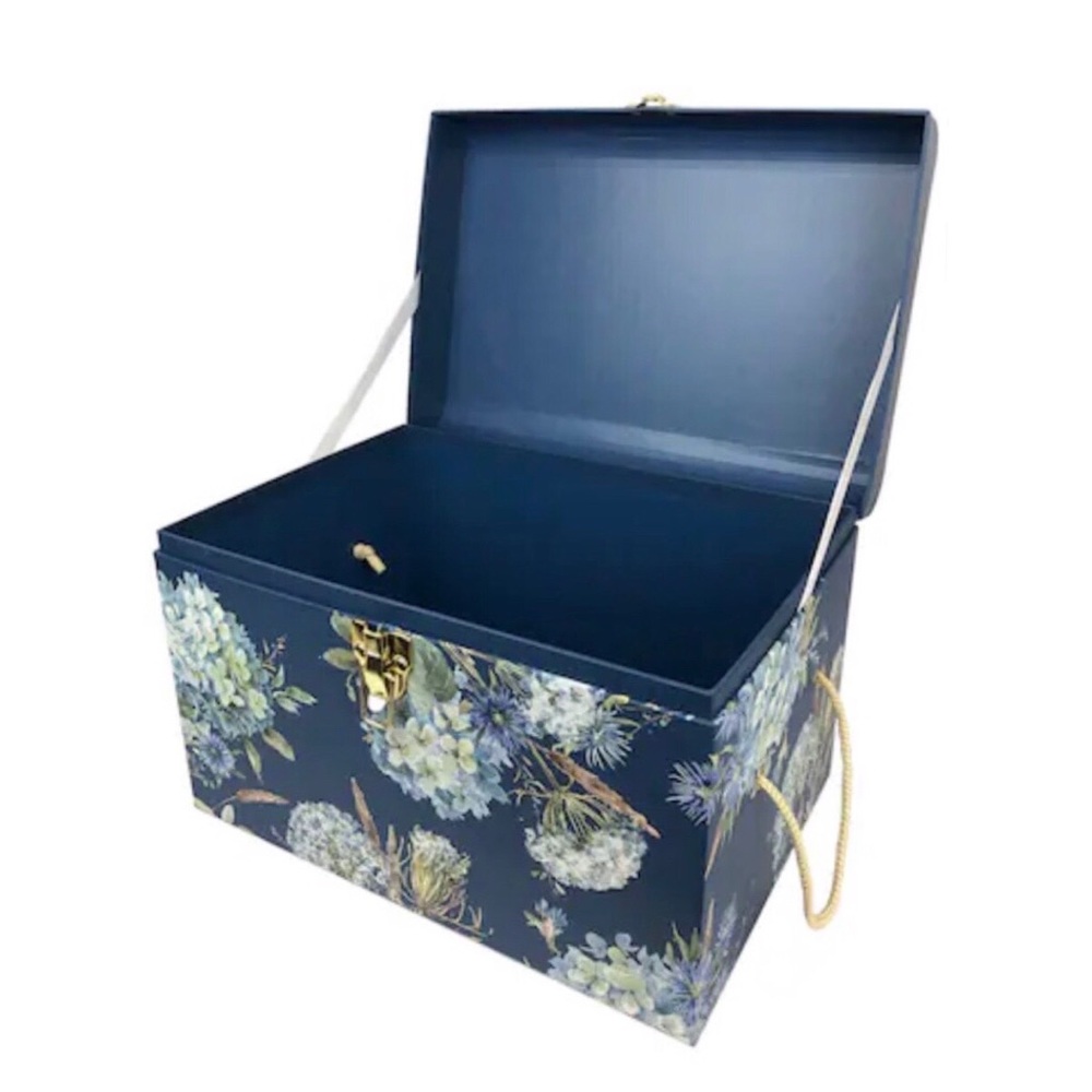 Dragonfly Hydrangea Bloom Decorative Trunk Box with Latch & Handles - Picture 3 of 4